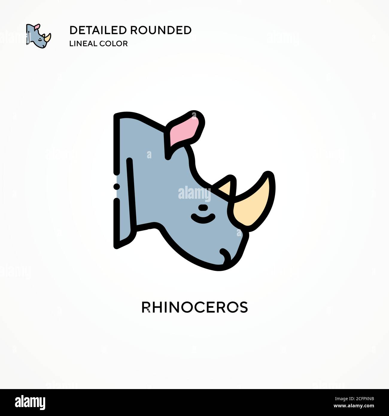 Icona vettore rinoceronte. Concetti moderni di illustrazione vettoriale. Facile da modificare e personalizzare. Illustrazione Vettoriale