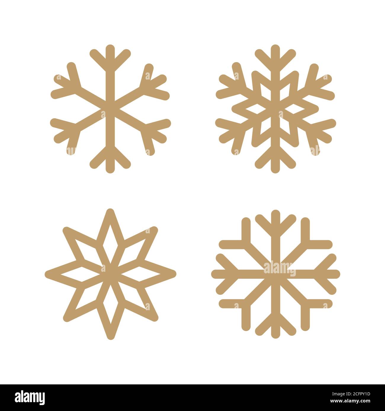 Semplice icona di fiocco di neve in stile linea su sfondo bianco. Per decorazioni e ornamenti natalizi. Illustrazione Vettoriale