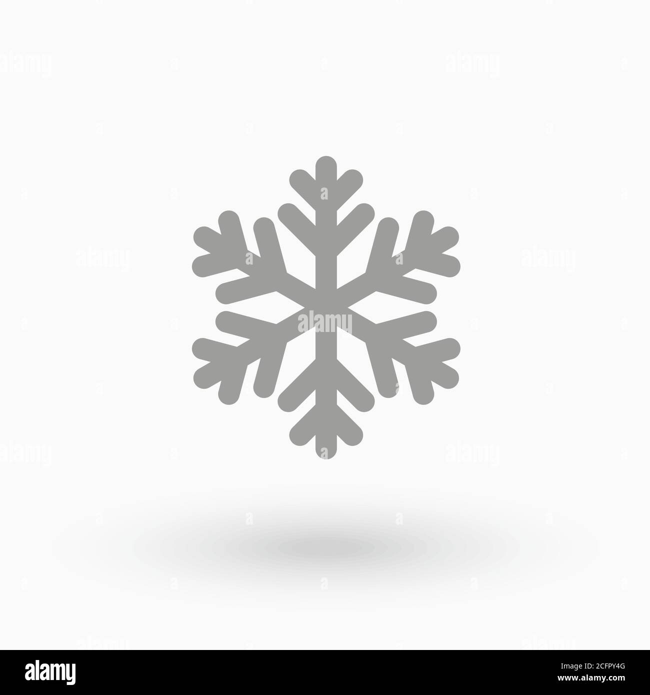 Semplice icona di fiocco di neve in stile linea su sfondo bianco. Per decorazioni e ornamenti natalizi. Illustrazione Vettoriale