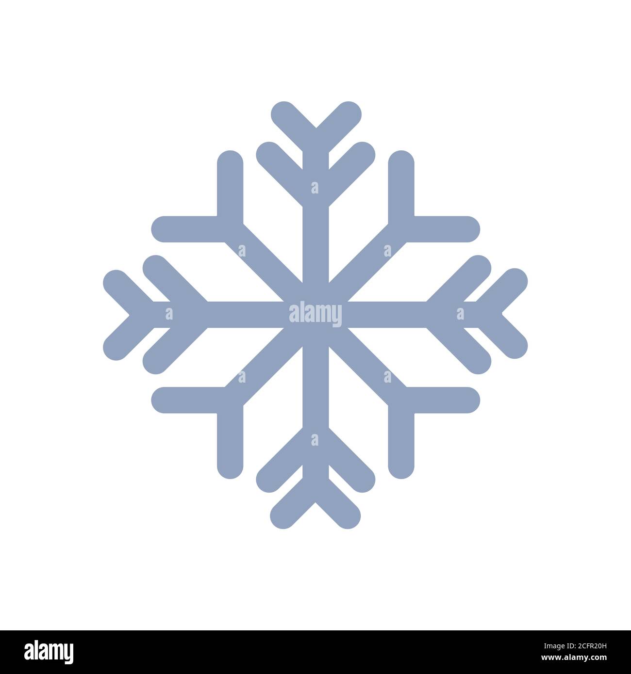 Semplice icona di fiocco di neve in stile linea su sfondo bianco. Per decorazioni e ornamenti natalizi. Illustrazione Vettoriale