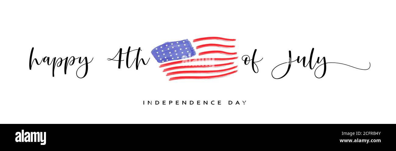 Festa nazionale americana. BANDIERE AMERICANE con stelle americane, strisce e colori nazionali. Giorno dell'indipendenza. 4 luglio. Stile acquerello. Foto Stock