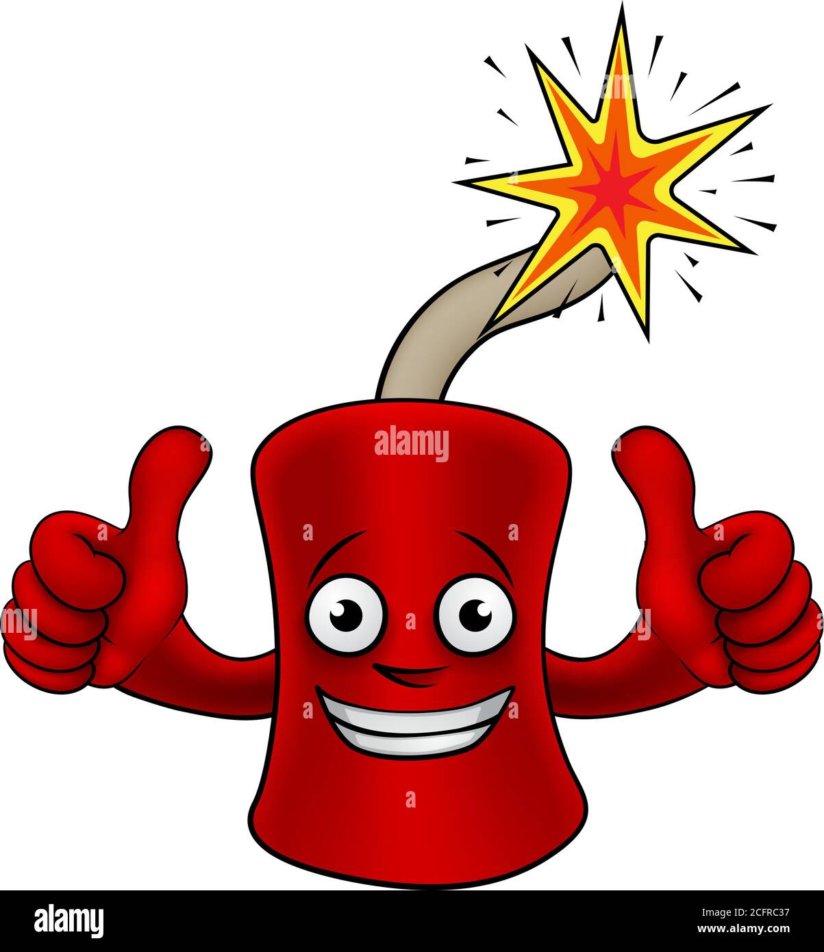 Firecracker Dynamite Cartoon fuoco Mascot Illustrazione Vettoriale