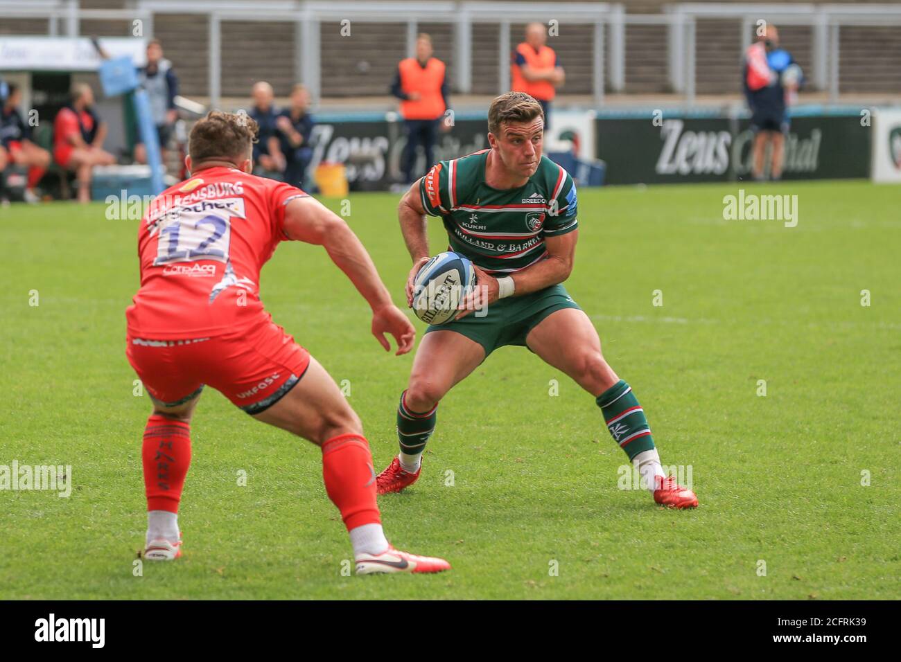 George Ford di Leicester Tigers durante il campionato inglese Gallagher Premiership Rugby Union match tra le tigri Leicester e gli squali sale Su se Foto Stock