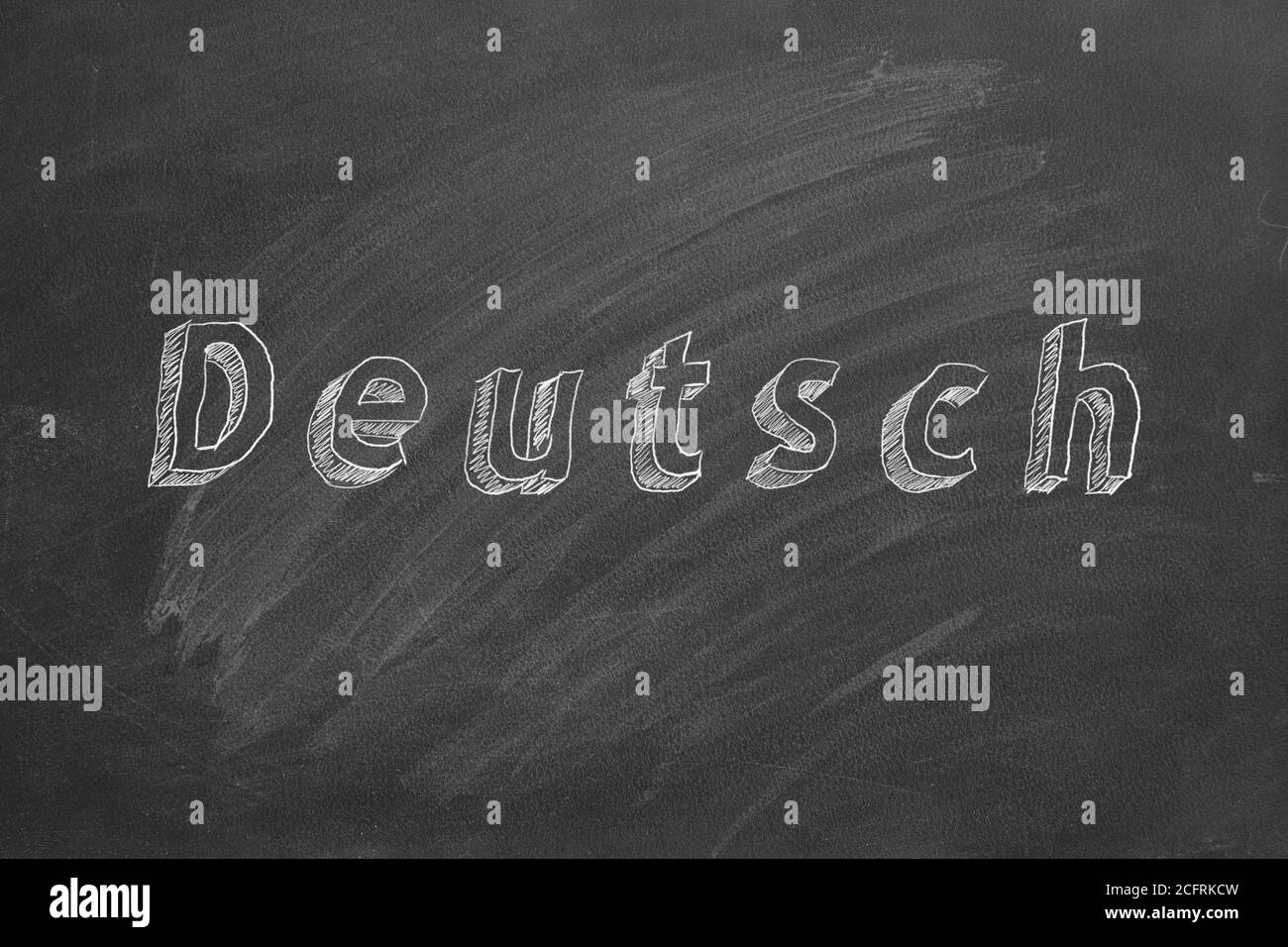 'Deutsch' scritto con gesso sulla lavagna Foto Stock