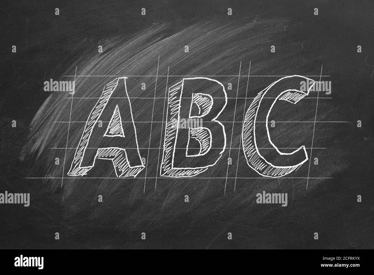 Disegno a mano 'ABC' sulla lavagna Foto Stock