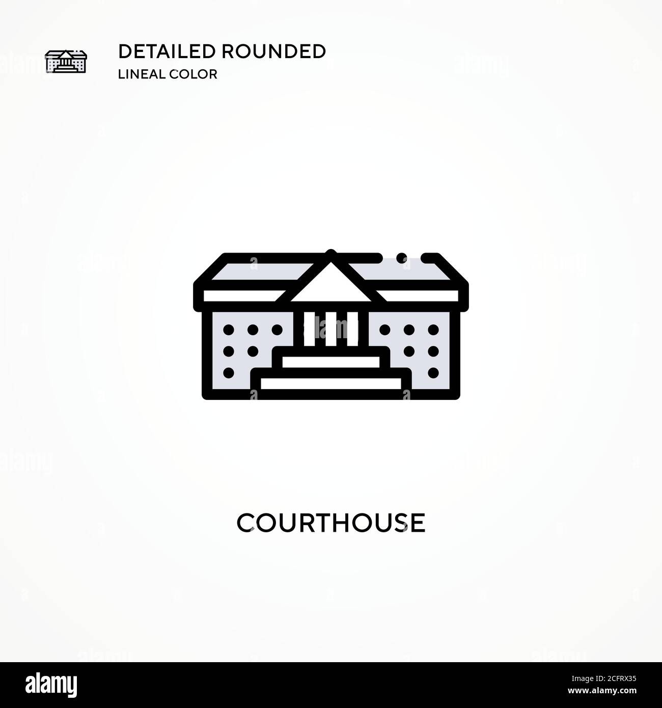 Icona vettore del tribunale. Concetti moderni di illustrazione vettoriale. Facile da modificare e personalizzare. Illustrazione Vettoriale