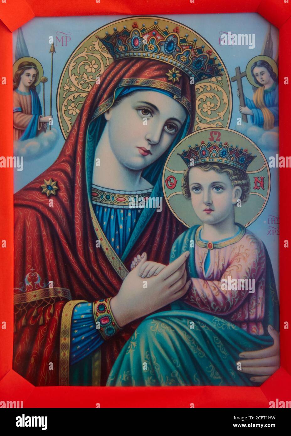 Vergine Maria e Gesù bambino, icona Greco Ortodossa Foto Stock
