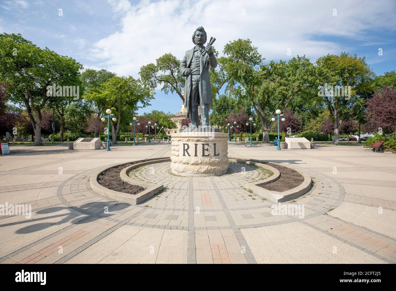 Louis Riel Statua, Legislature, Winnipeg Manitoba Foto Stock