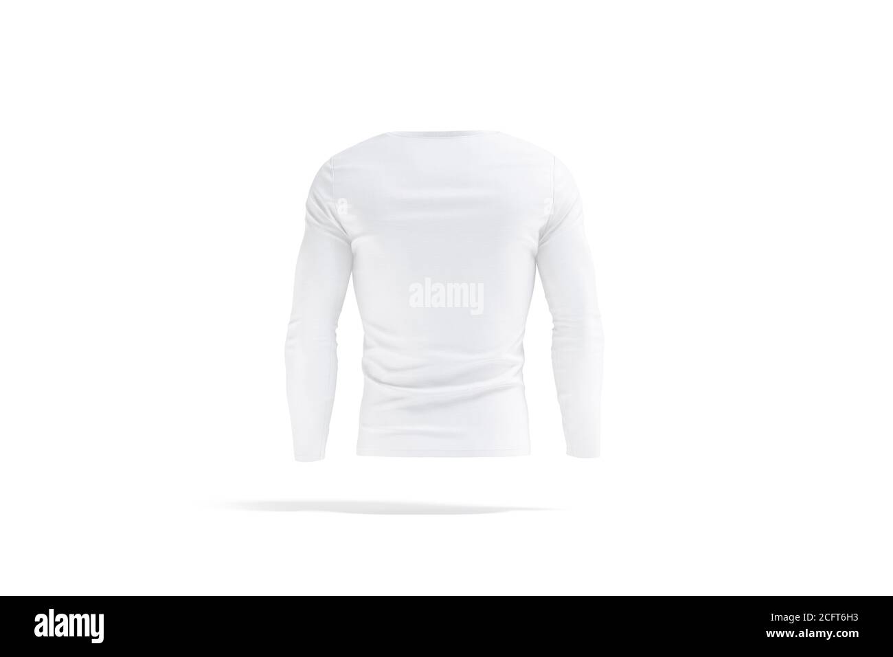 T-shirt bianca a manica lunga bianca mock-up, vista posteriore Foto Stock