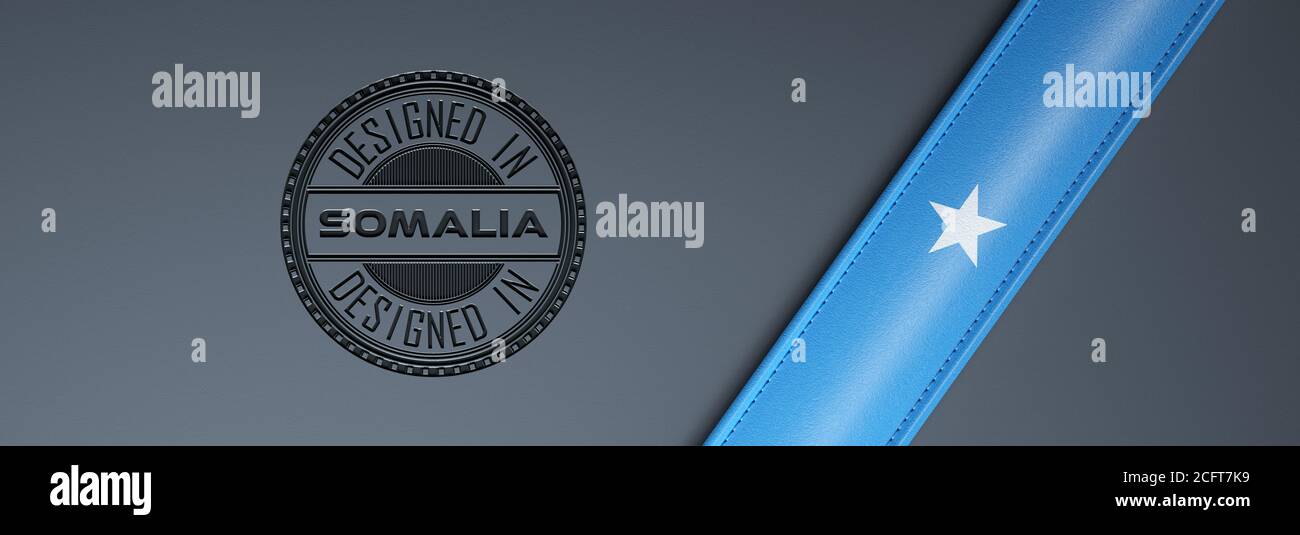 Progettato in Somalia francobollo e bandiera somala. Foto Stock