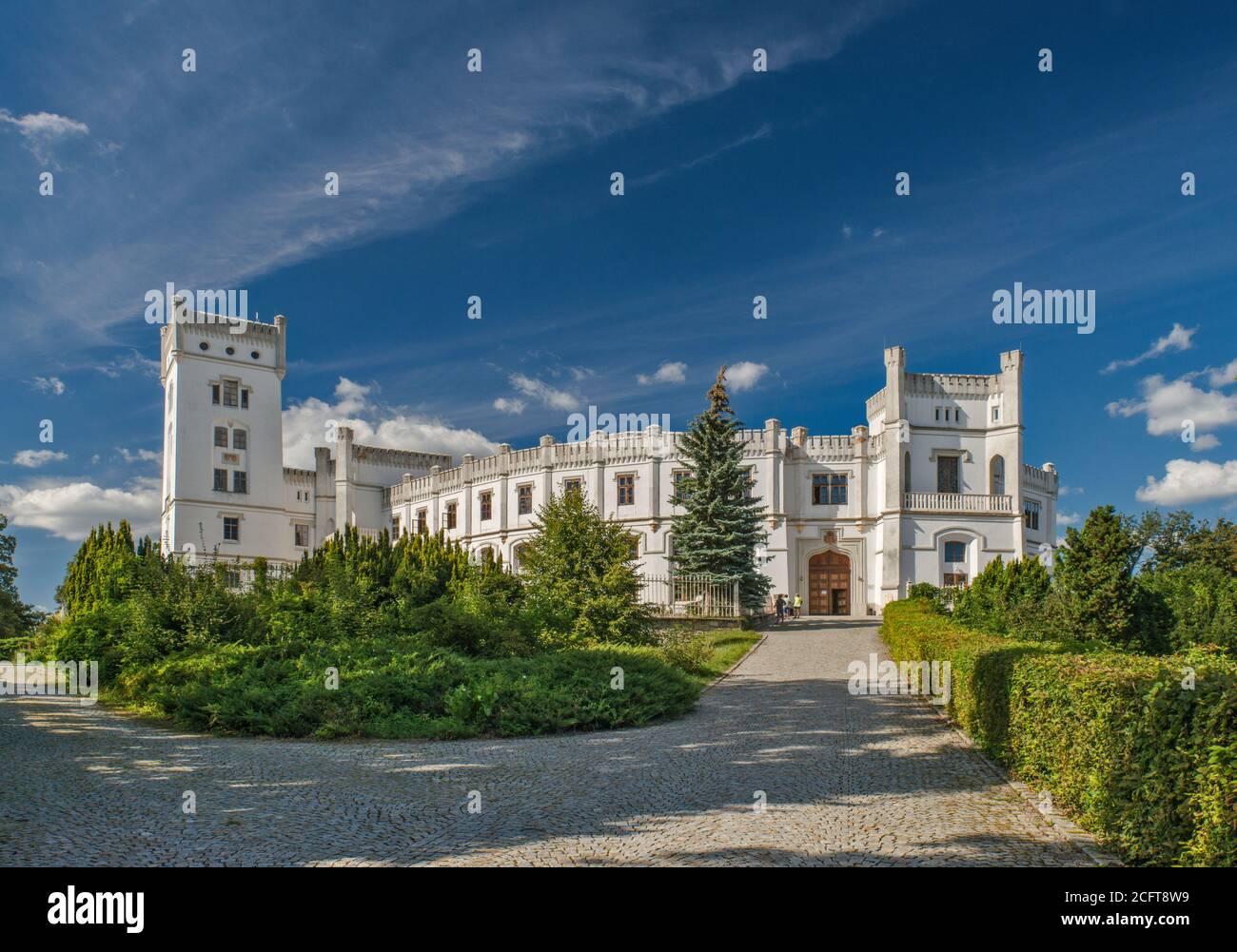 Novy Svetlov Chateau, stile neogotico, vicino alla città di Bojkovice, Carpazi Bianchi, Regione Zlin, Slovacko (Slovacchia Morava), Repubblica Ceca Foto Stock