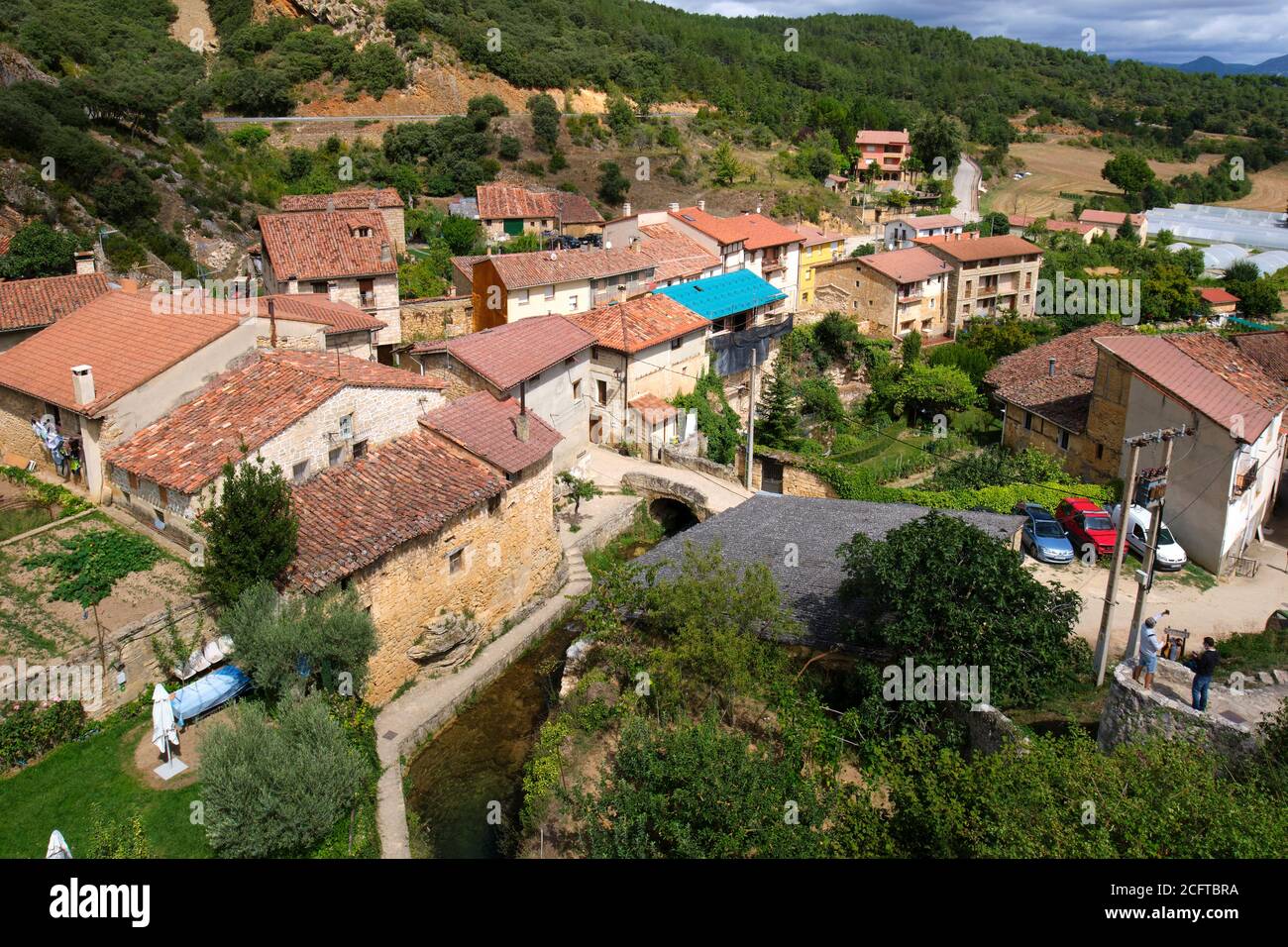 Vista generale del villaggio. Foto Stock