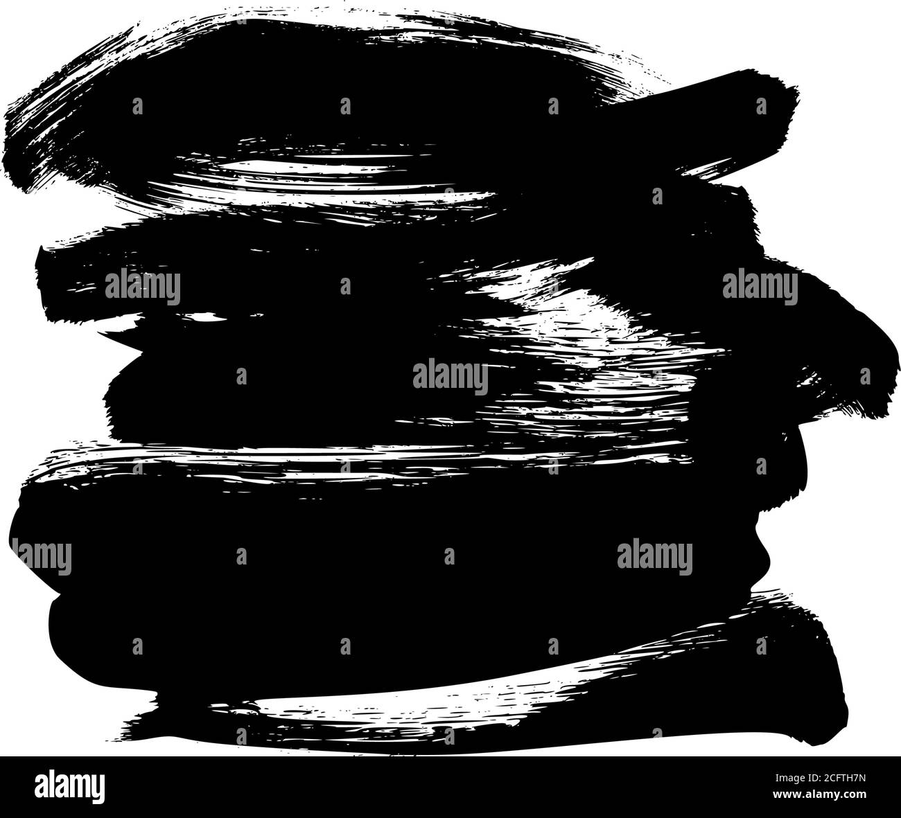 Vernice nera vettoriale, tratto o forma del pennello dell'inchiostro. Illustrazione Vettoriale