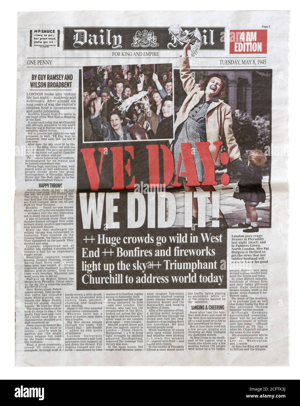 La prima pagina del Daily Mail 8 maggio 1945 con il titolo VE Day: L'abbiamo fatto Foto Stock