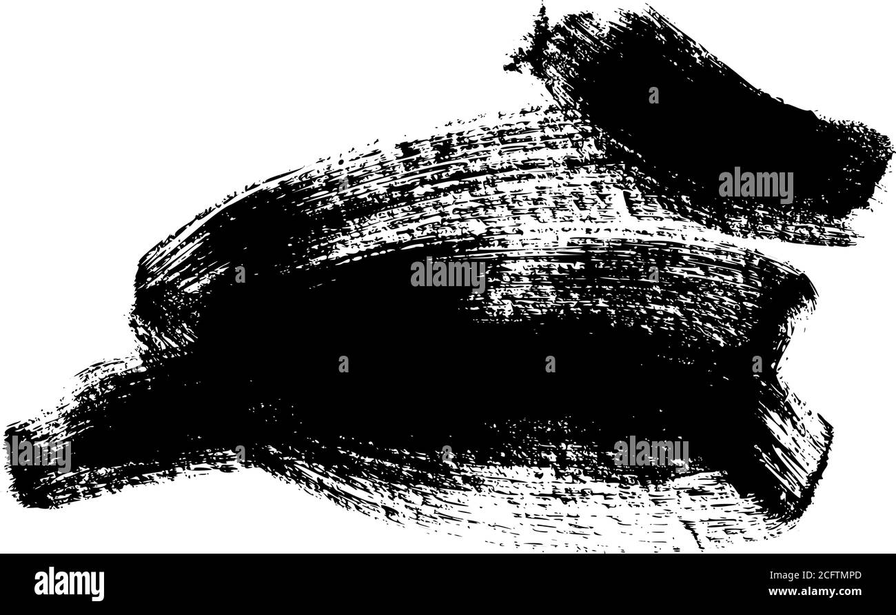 Vernice nera vettoriale, tratto o forma del pennello dell'inchiostro. Illustrazione Vettoriale