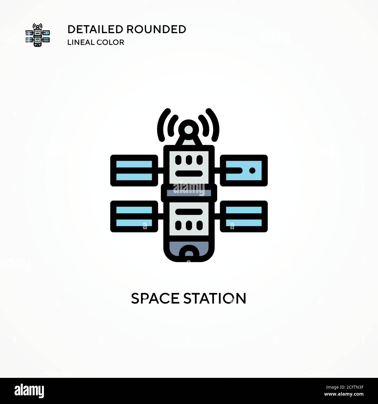 Icona vettore stazione spaziale. Concetti moderni di illustrazione vettoriale. Facile da modificare e personalizzare. Illustrazione Vettoriale