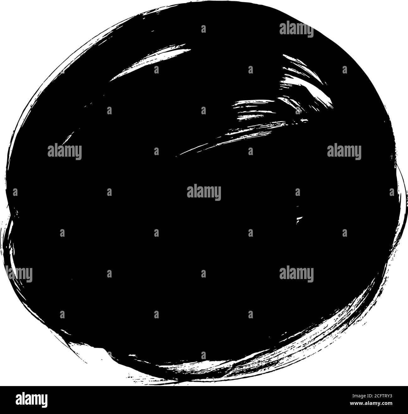 Vernice nera vettoriale, traccia pennello inchiostro forma circolare. Illustrazione Vettoriale