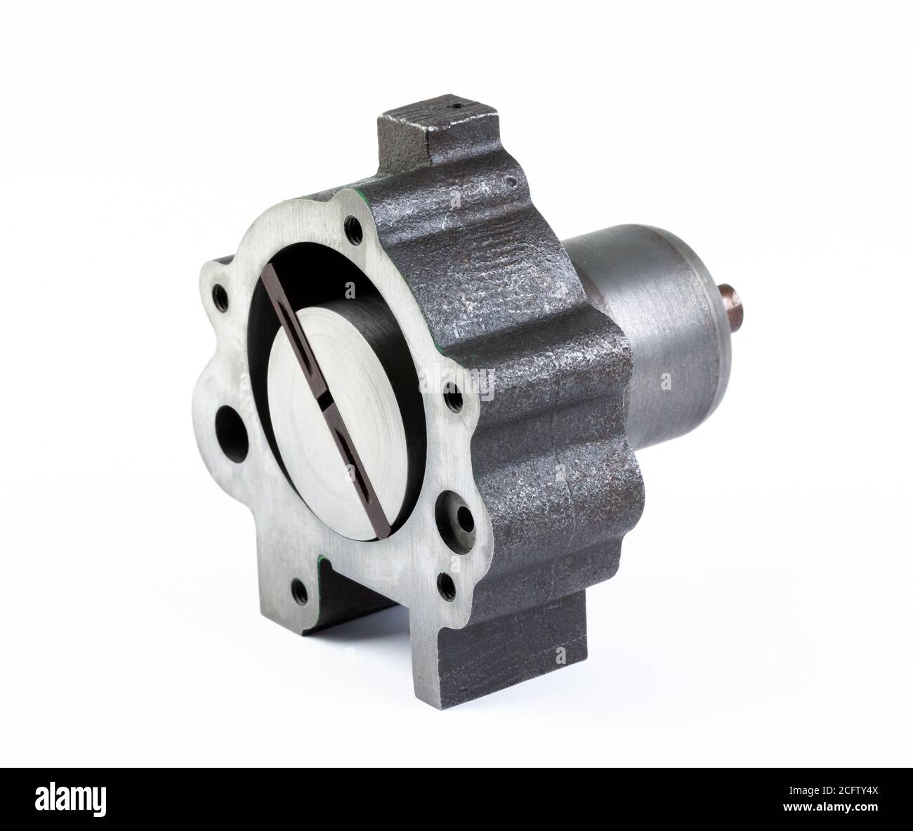 vista interna della pompa a vuoto a palette rotanti Foto Stock