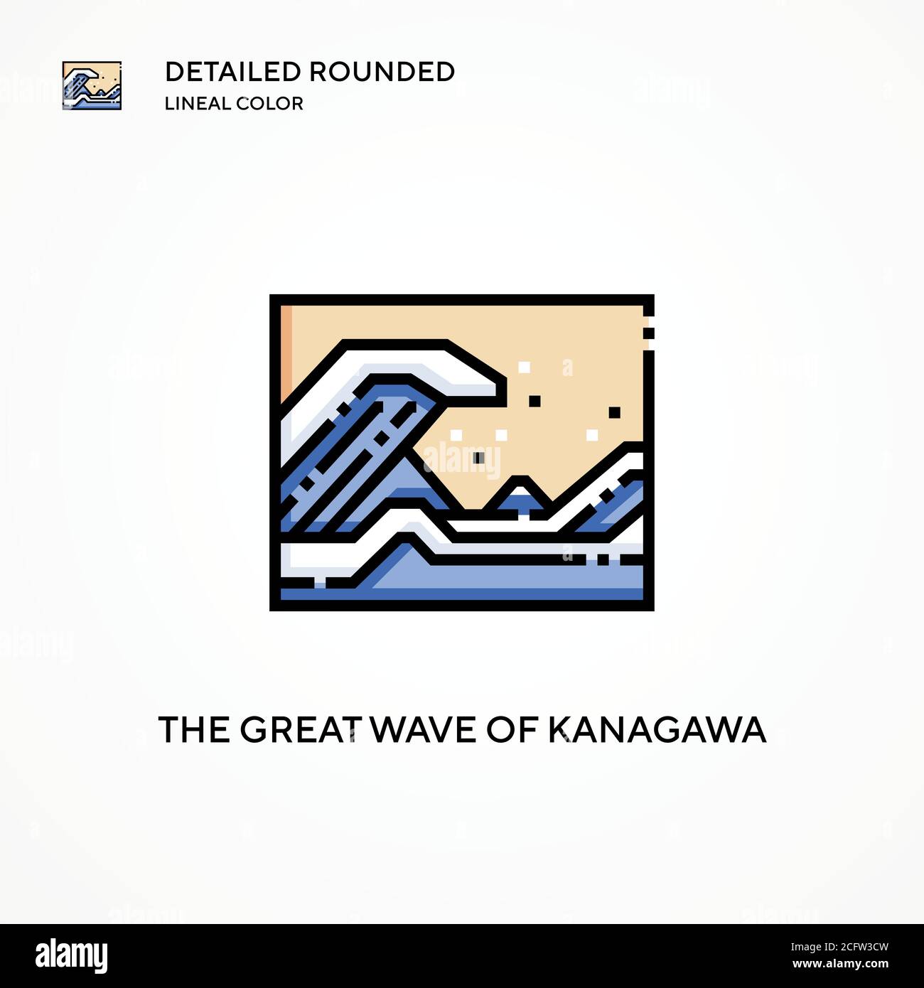 La grande ondata di icona vettore di kanagawa. Concetti moderni di illustrazione vettoriale. Facile da modificare e personalizzare. Illustrazione Vettoriale