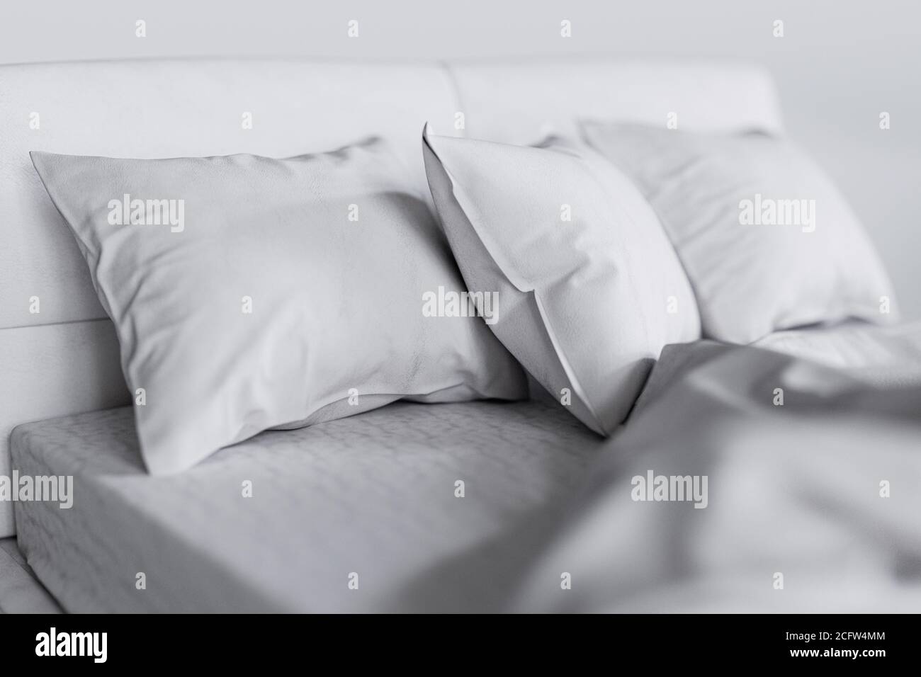 con i cuscini isolati su sfondo bianco illustrazione 3d Foto Stock