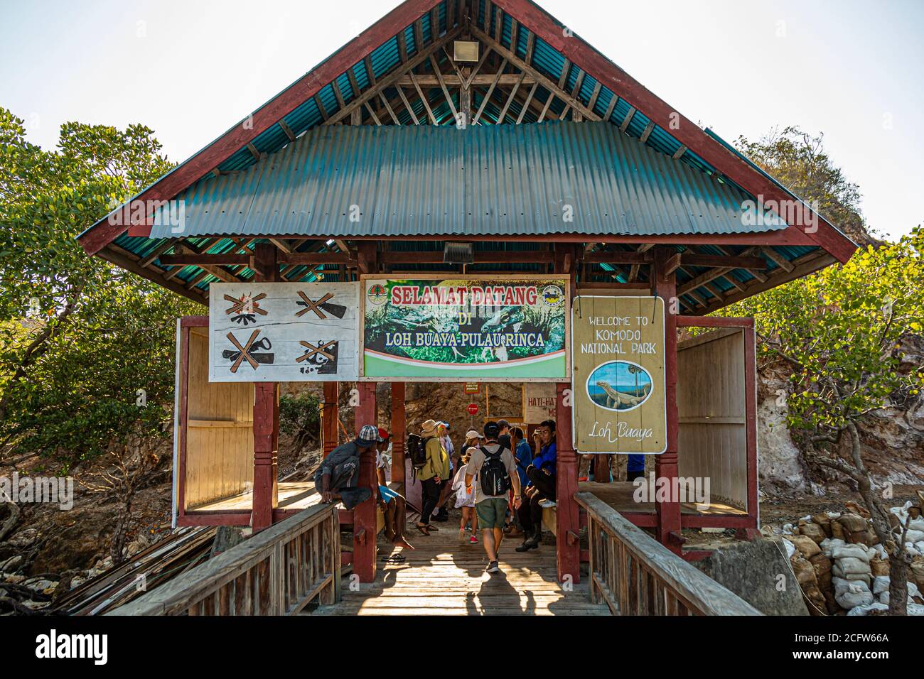 Molo per il Komodo. Parco Nazionale, Isole Sunda, Indonesia Foto Stock