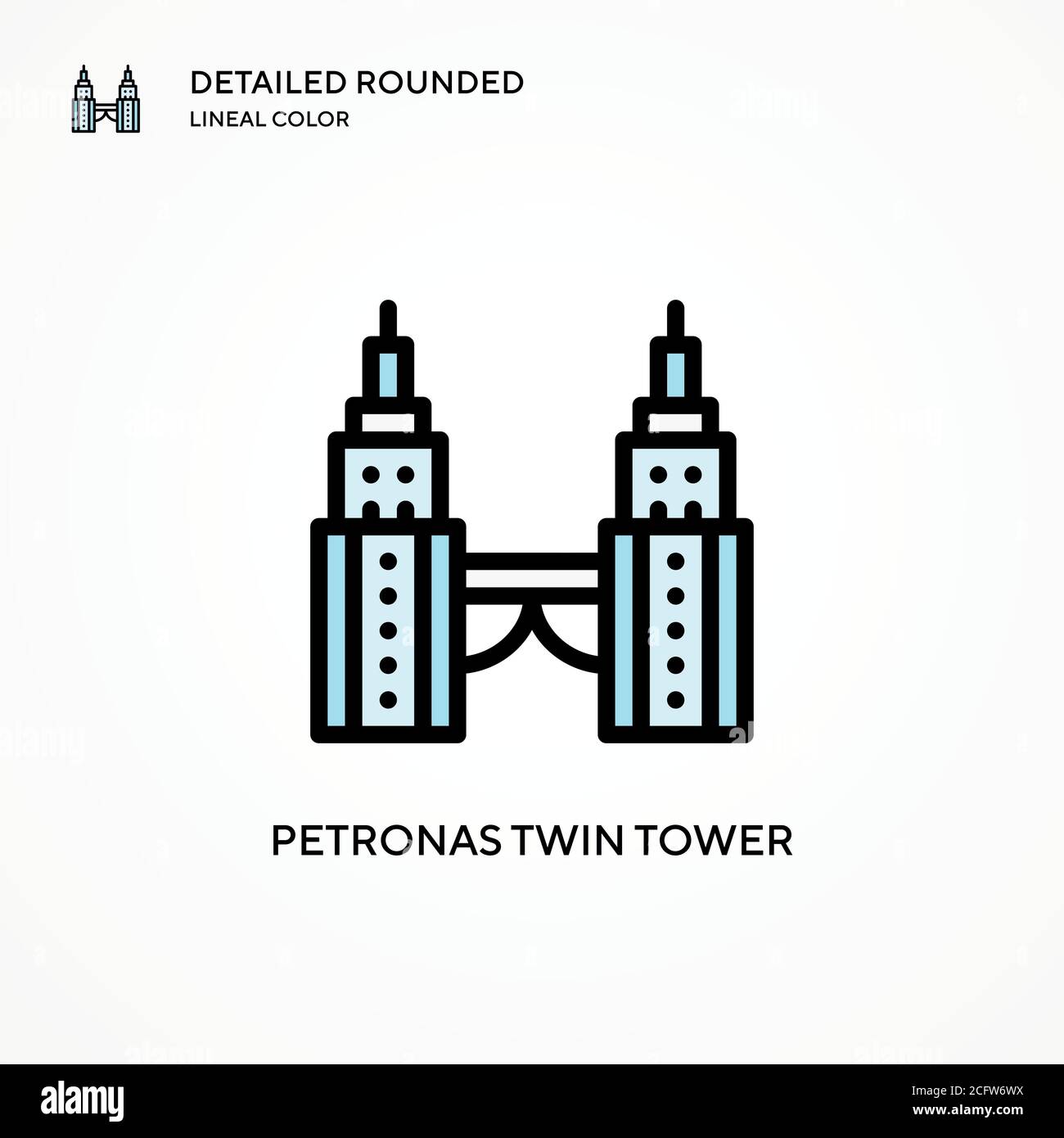 Icona vettoriale a torre gemella Petronas. Concetti moderni di illustrazione vettoriale. Facile da modificare e personalizzare. Illustrazione Vettoriale