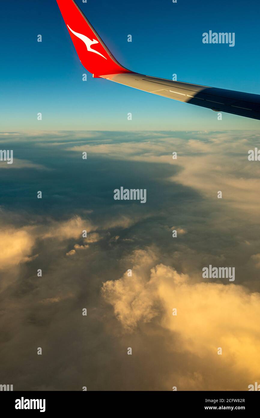 Logo Qantas nel cielo Foto Stock
