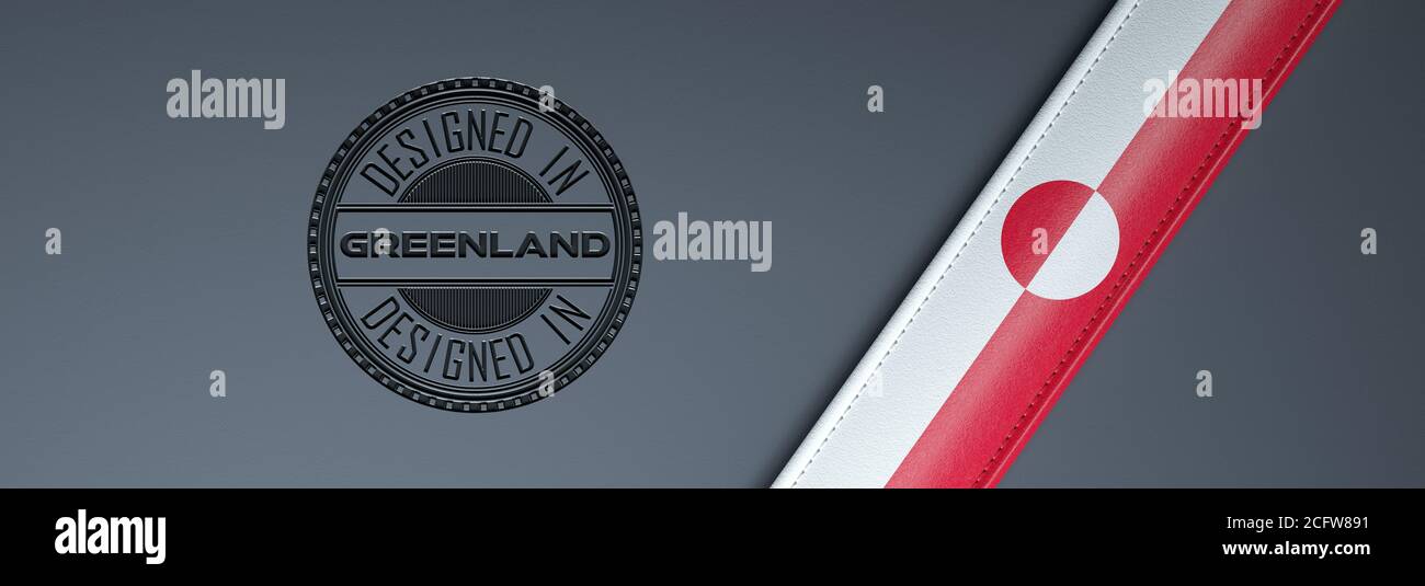 Progettato con francobollo Groenlandia e bandiera groenlandese. Foto Stock