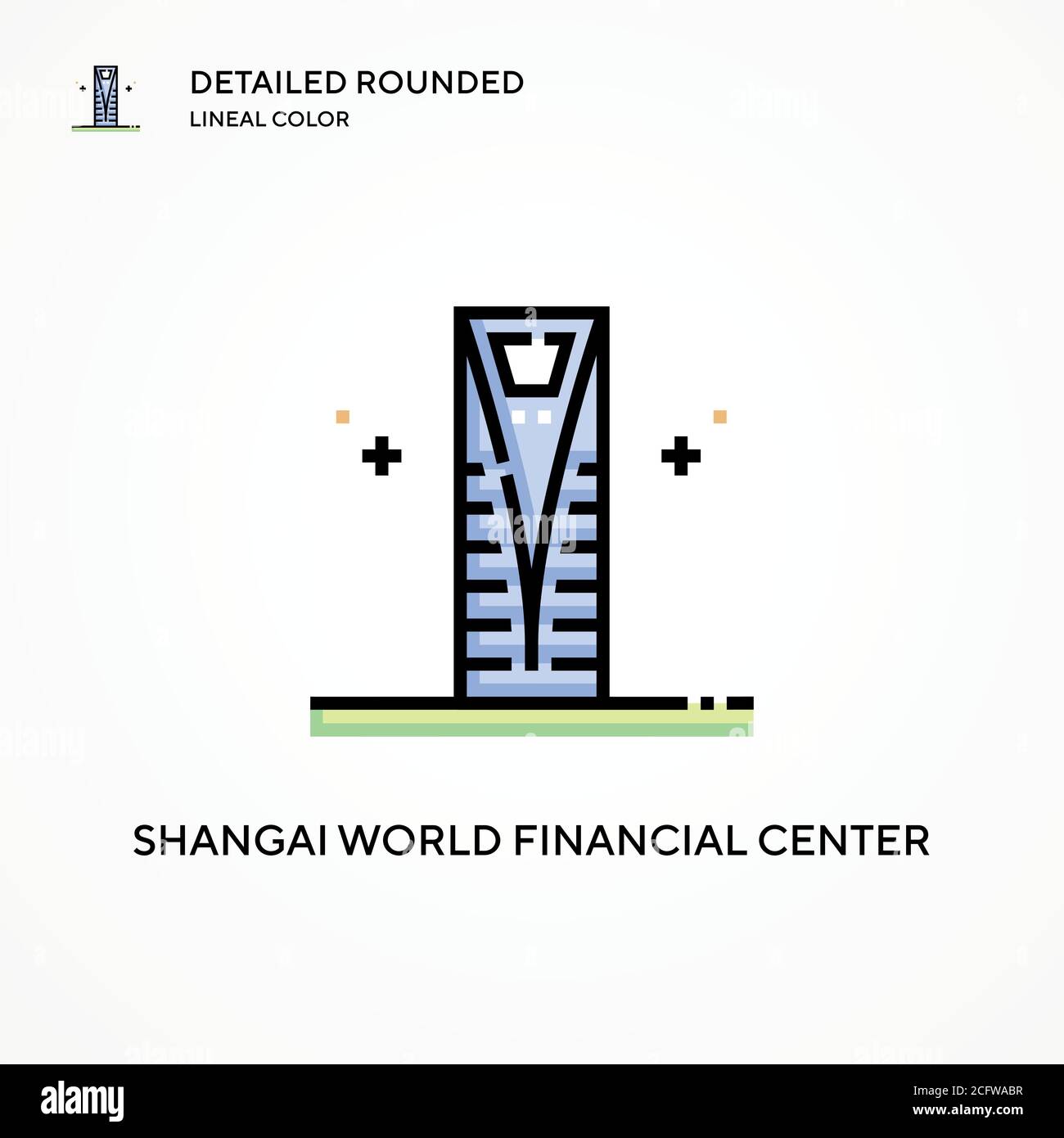 Icona del vettore del centro finanziario mondiale di Shangai. Concetti moderni di illustrazione vettoriale. Facile da modificare e personalizzare. Illustrazione Vettoriale