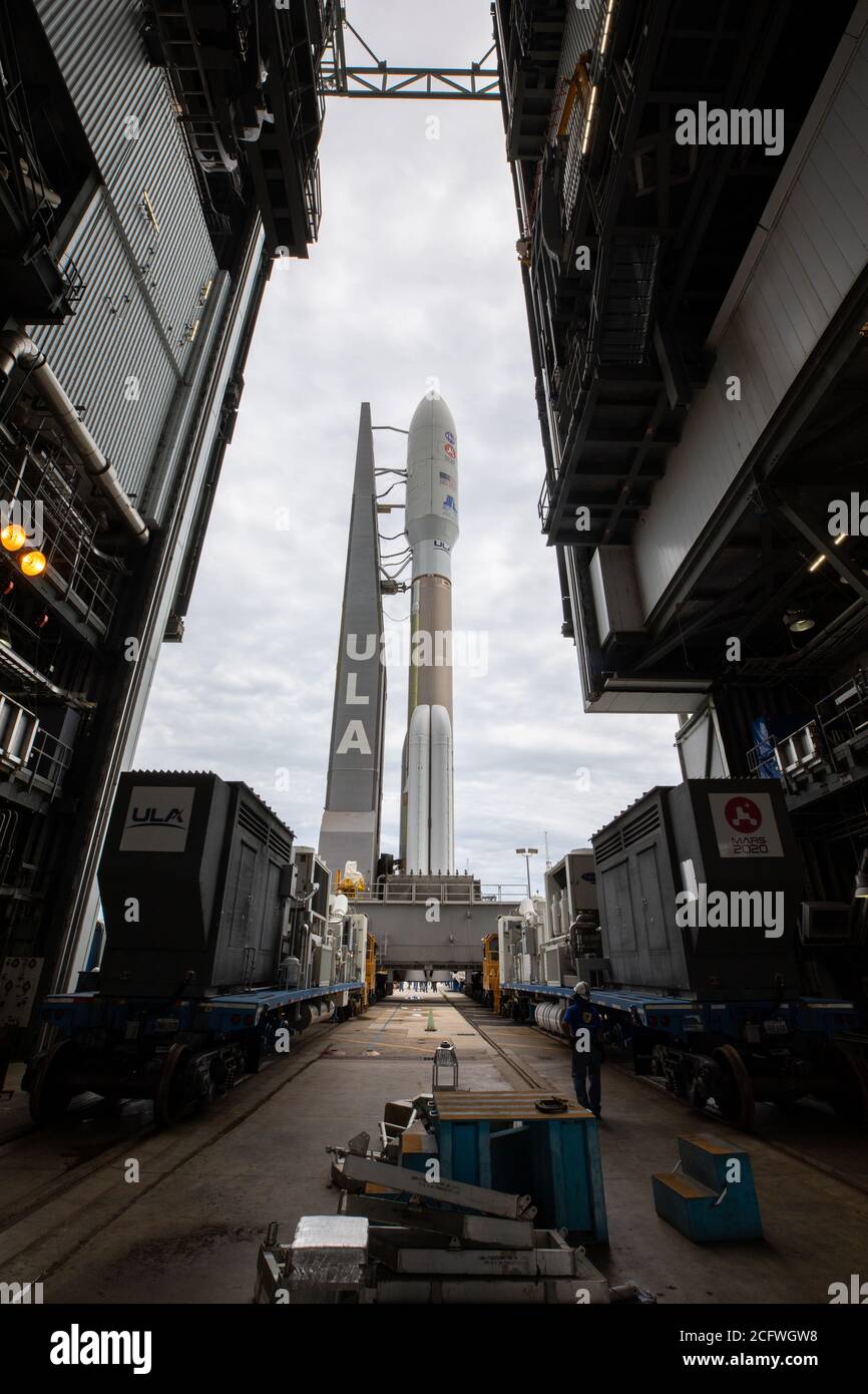 CAPE CANAVERAL, FL, USA - 28 luglio 2020 - il razzo United Launch Alliance Atlas V 541, con Mars perseverance rover della NASA e Ingenuity Helicopt Foto Stock