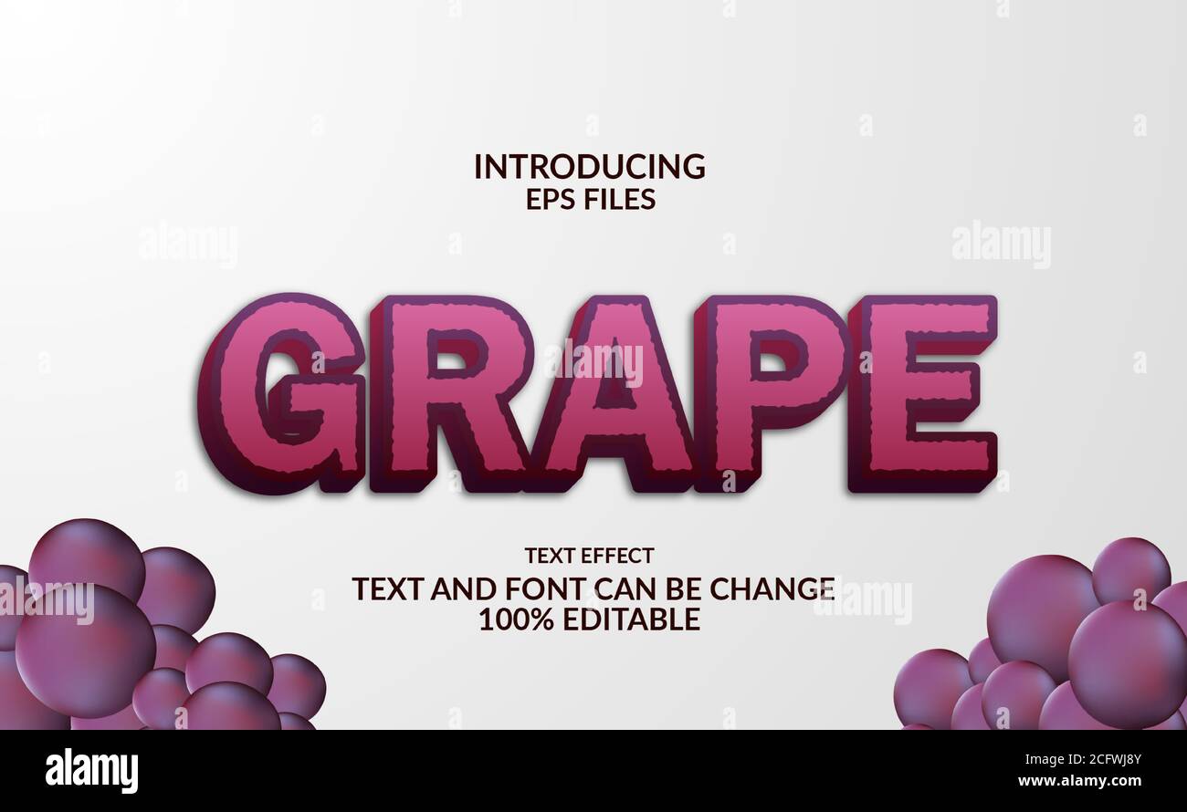 stile effetto testo succo d'uva viola. carattere modificabile. naturale tropicale Illustrazione Vettoriale