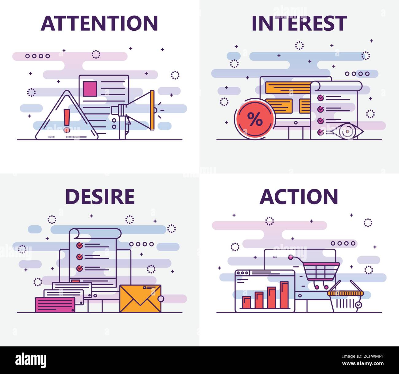 Banner di concetto di vendita Vector Modern thin line flat design Illustrazione Vettoriale