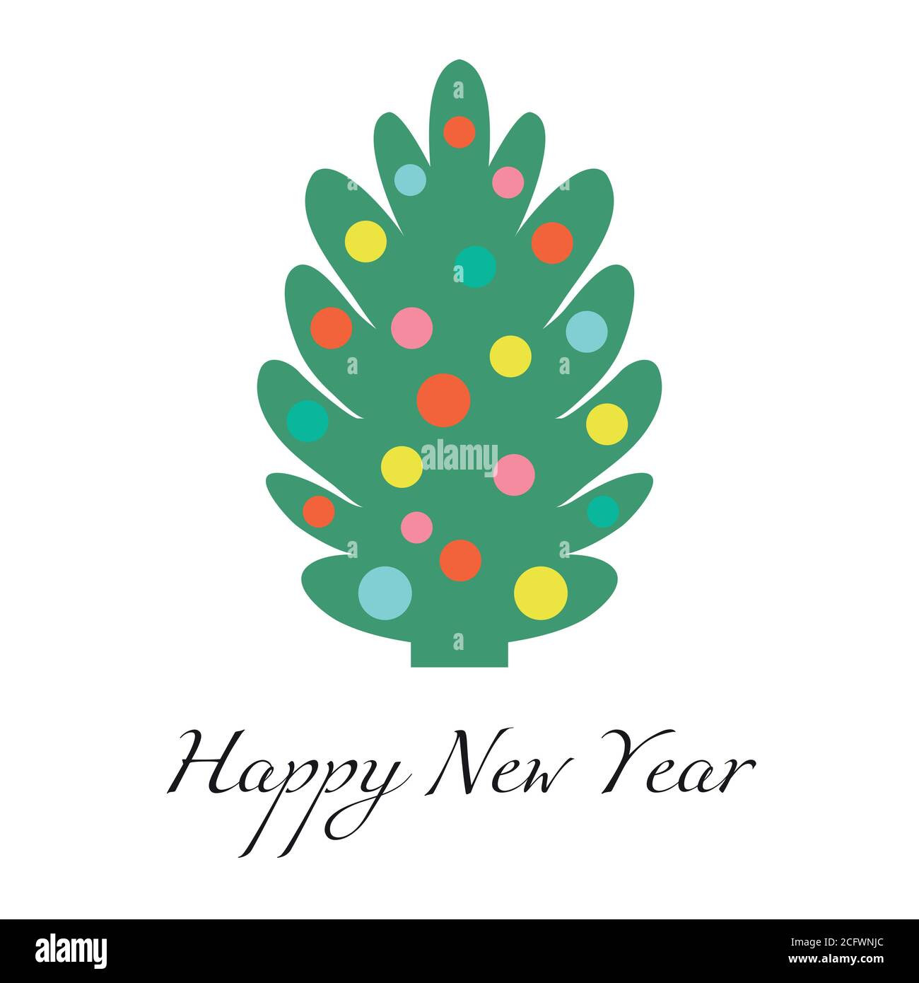 Albero di Natale. Albero di Natale decorato. Illustrazioni vettoriali isolate. Illustrazione Vettoriale