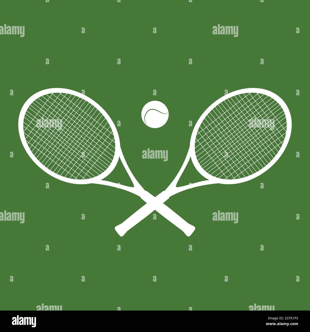 Illustrazione di sagome di racchette e di una palla per il tennis. Elemento vettoriale per la vostra creatività Illustrazione Vettoriale