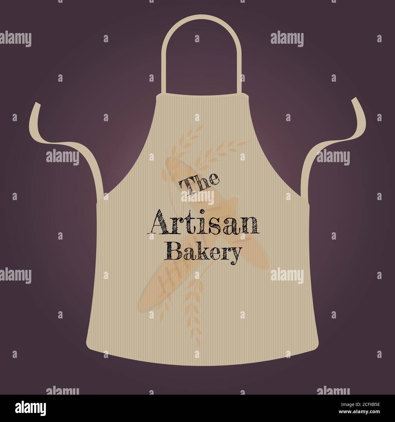 Logo Artisan Bakery Apron VECTO con testo modificabile su sfondo sfumato Illustrazione Vettoriale
