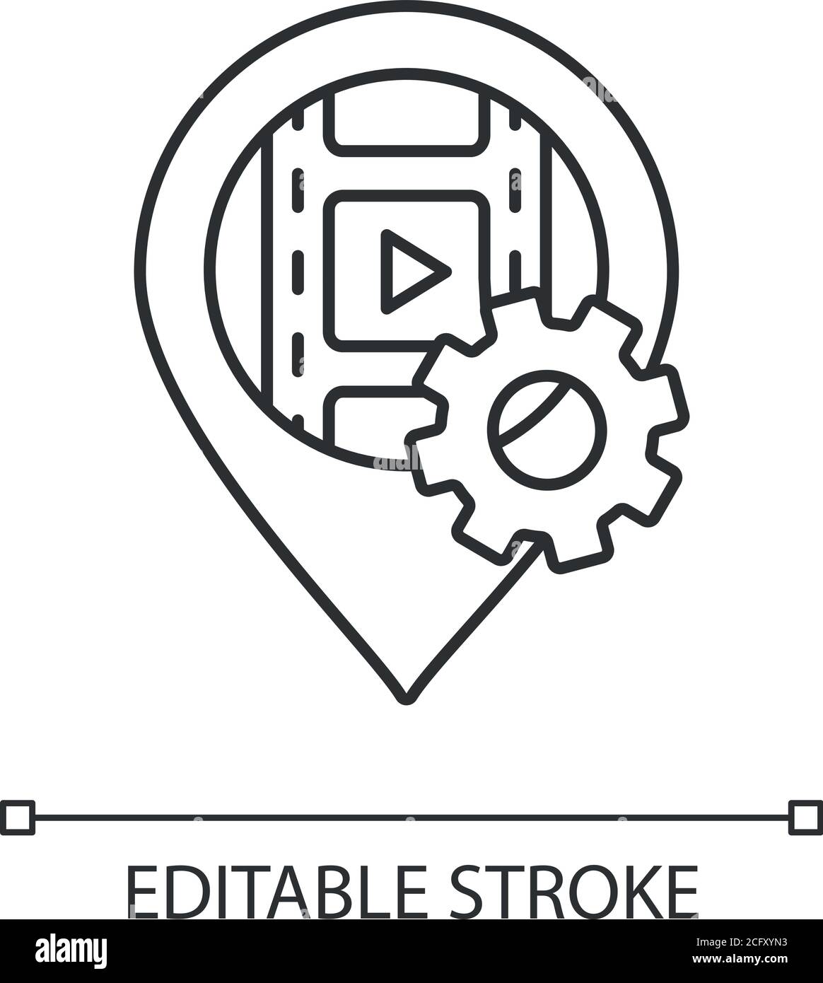 Icona lineare della posizione di ripresa su film Illustrazione Vettoriale