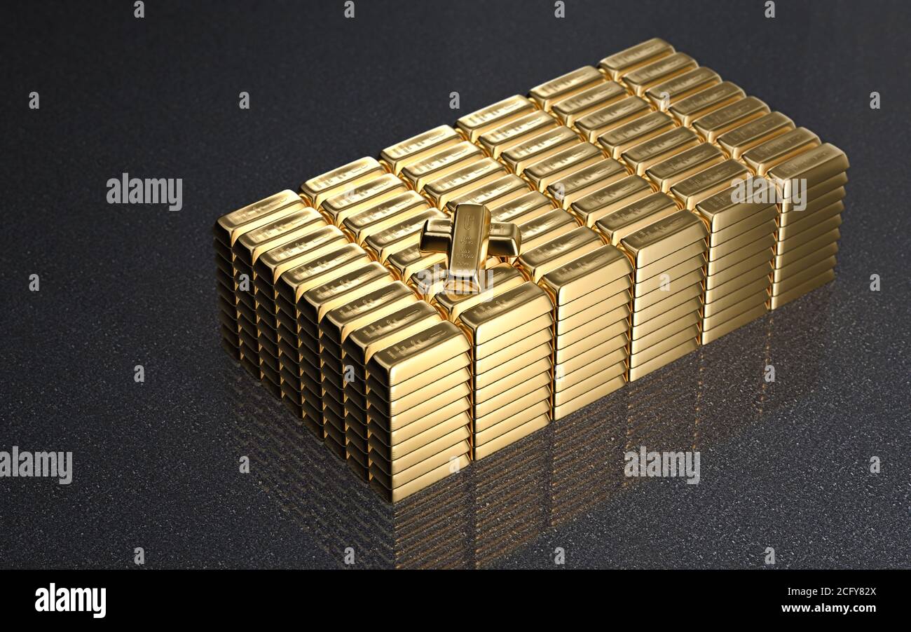 Oro Lucido - barre di rendering 3D Foto Stock