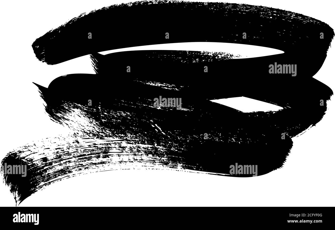Vernice nera vettoriale, tratto o forma del pennello dell'inchiostro. Illustrazione Vettoriale