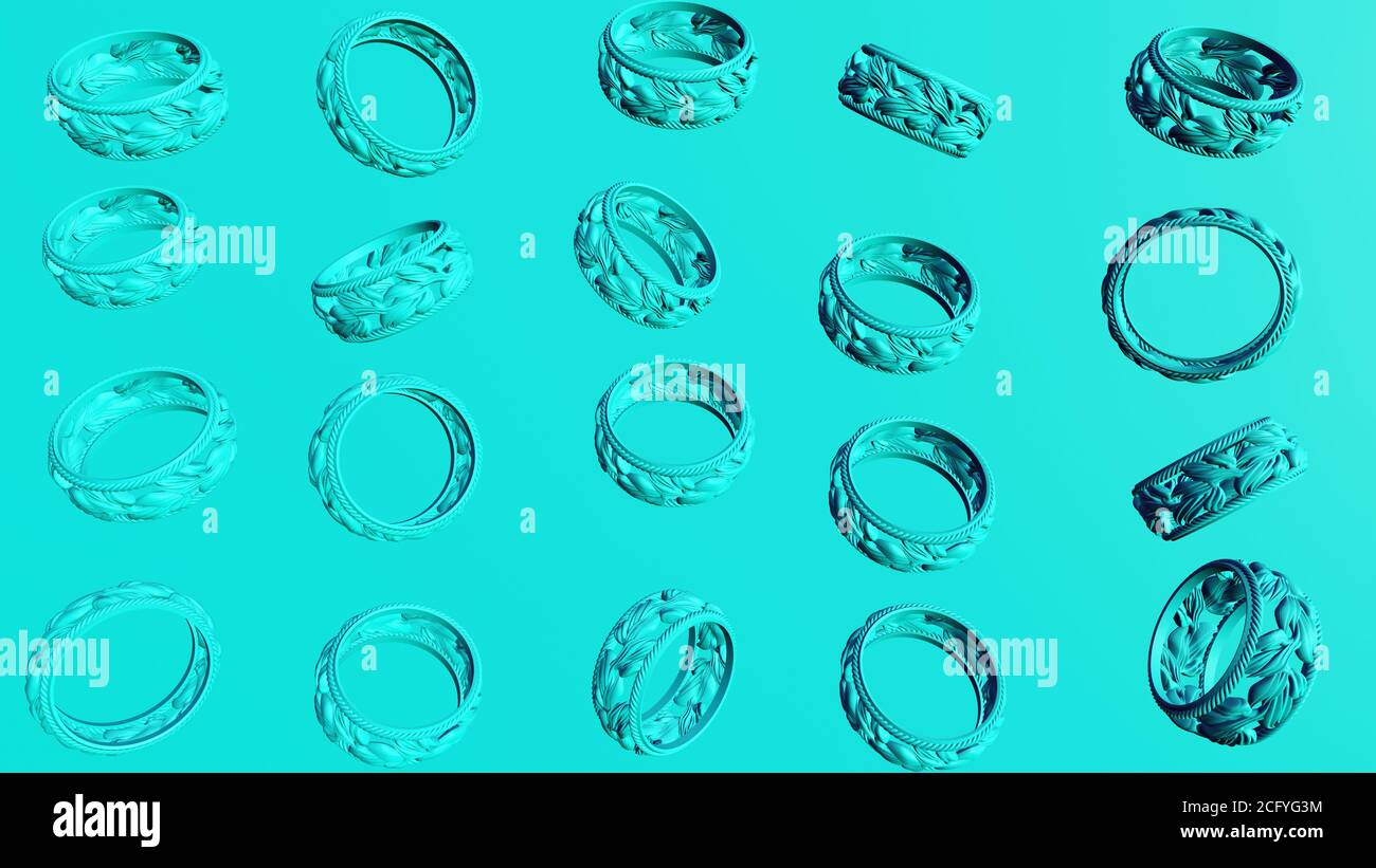 rendering 3d dell'anello astratto su sfondo blu Foto Stock