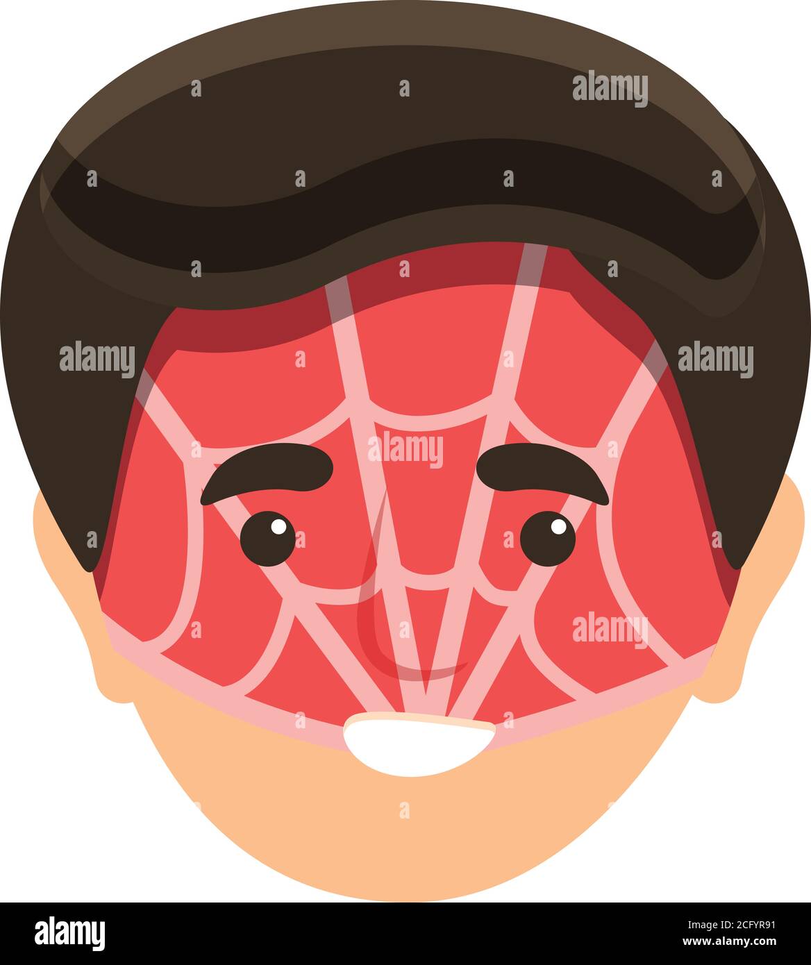 Icona maschera ragno pittura faccia. Cartone animato di pittura faccia ragno maschera vettore icona per il web design isolato su sfondo bianco Illustrazione Vettoriale
