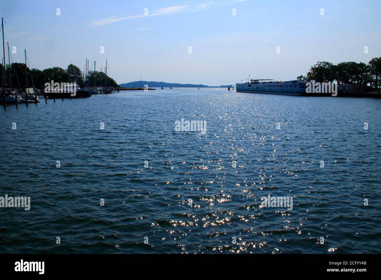 Vista sul porto di Lauterbach sull'isola baltica Di Rügen Foto Stock