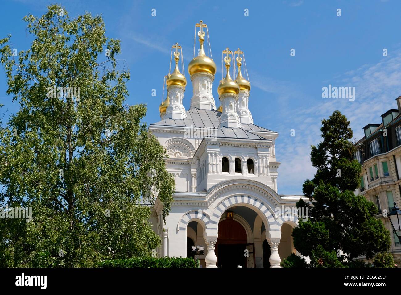 Svizzera, Cantone di Ginevra, Ginevra, la cattedrale dell'Esaltazione della Santa Croce del 19 ° secolo Foto Stock