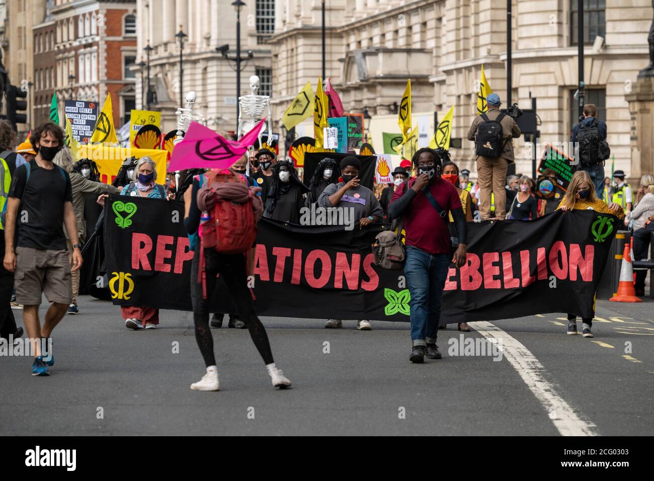 Londra, Regno Unito. 8 Settembre 2020. XR ribellione protesta, Whitehall London UK Credit: Ian Davidson/Alamy Live News Foto Stock