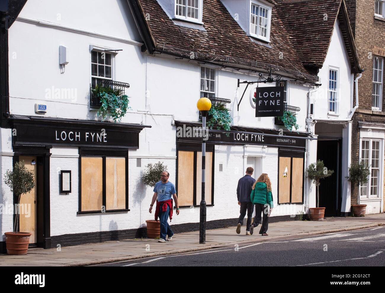 Ex ristorante di pesce ora in liquidazione andato busto fallimento blocco Fyne nella città Cambridgeshire di Cambridge Foto Stock