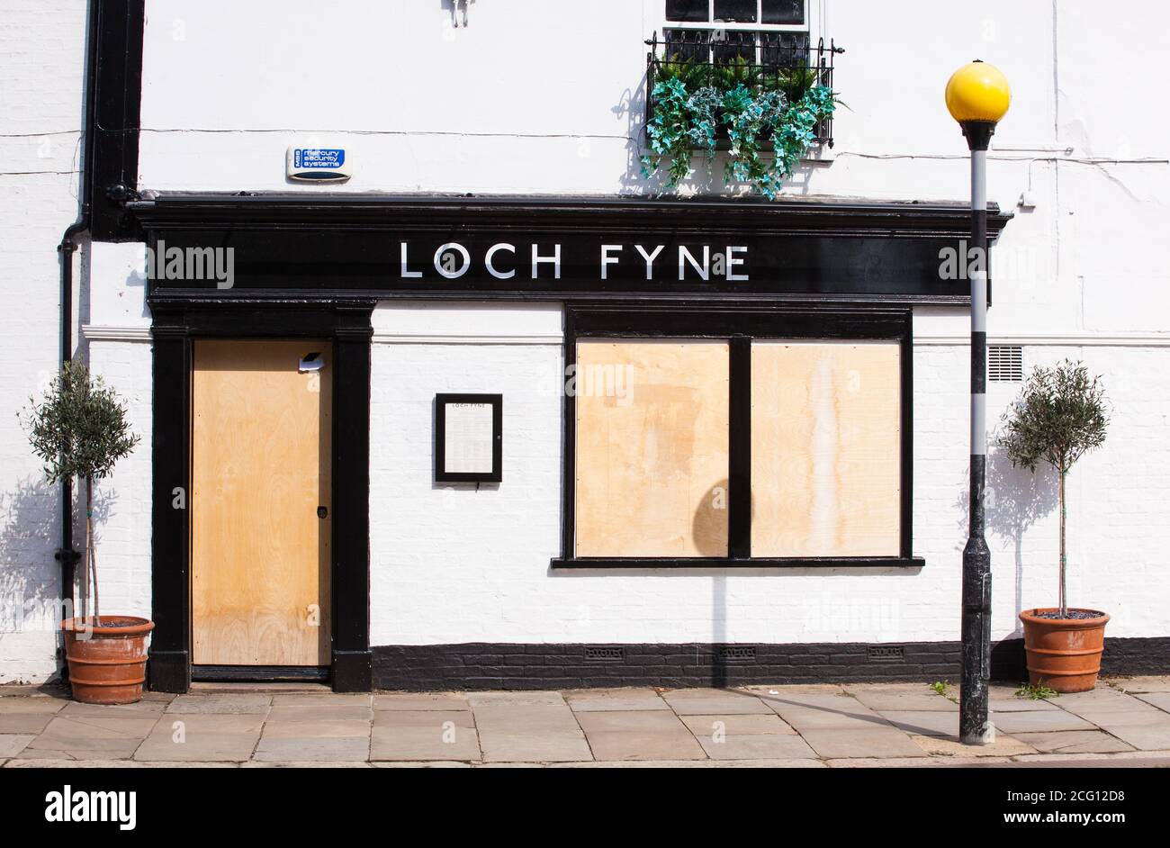 Ex ristorante di pesce ora in liquidazione andato busto fallimento blocco Fyne nella città Cambridgeshire di Cambridge Foto Stock