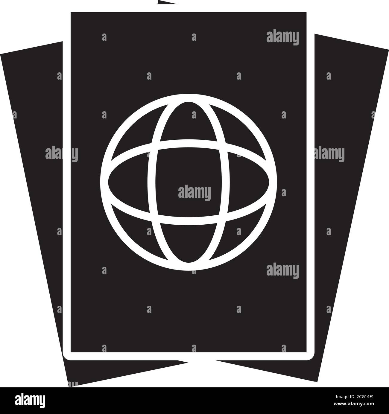 icona documento passaporto su sfondo bianco, stile silhouette, illustrazione vettoriale Illustrazione Vettoriale