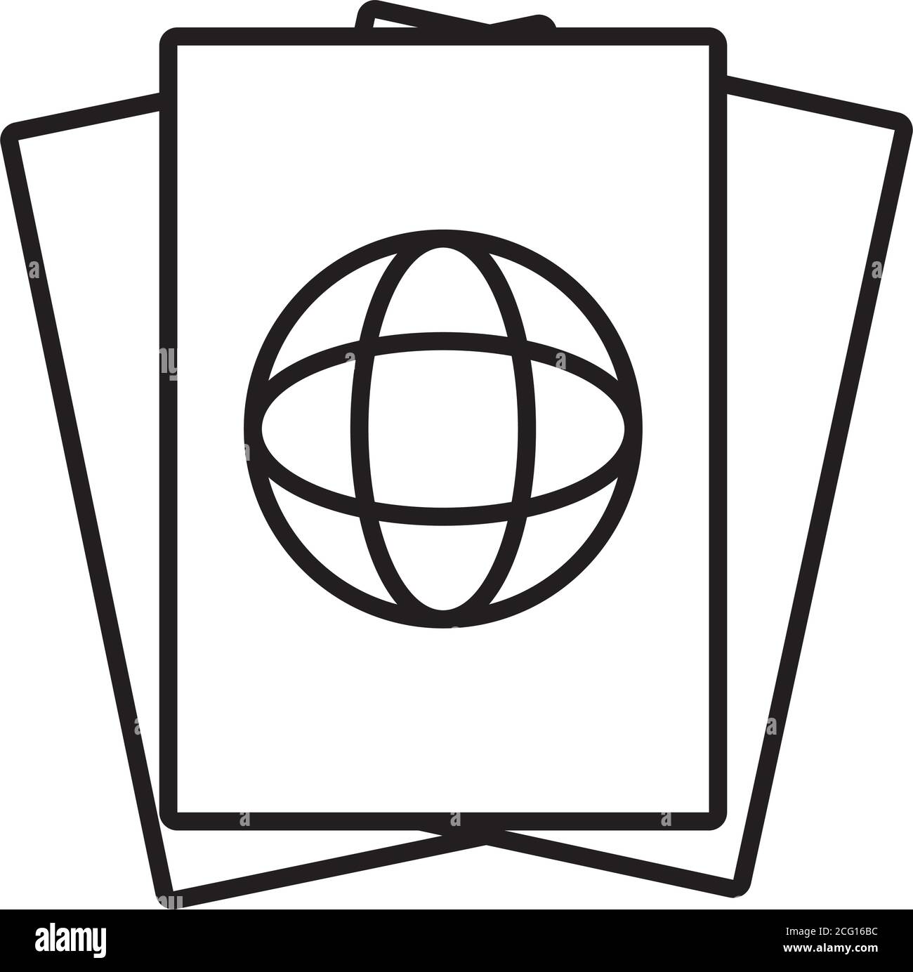 icona del documento passaporto su sfondo bianco, stile della linea, illustrazione vettoriale Illustrazione Vettoriale