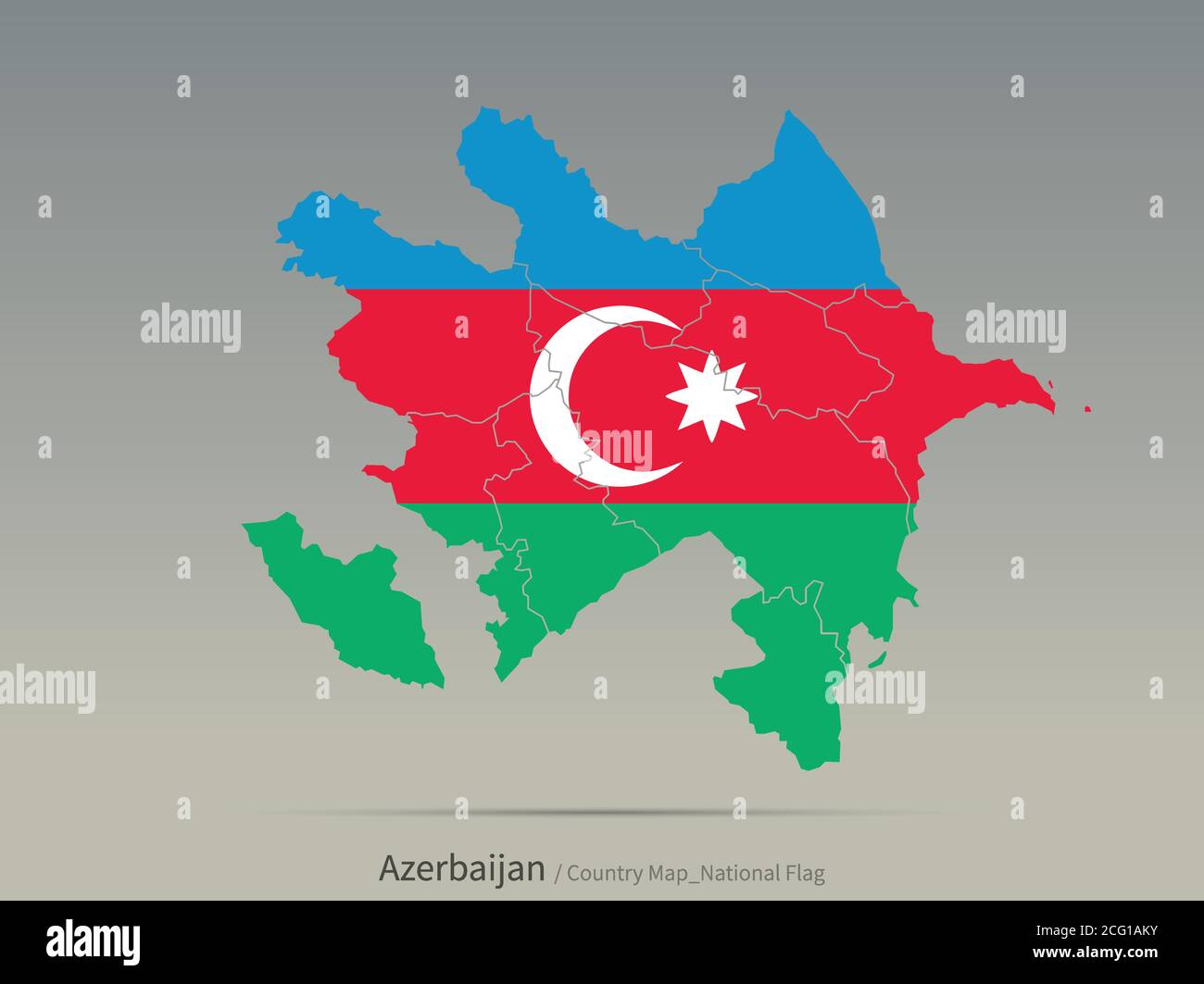 Bandiera di Azerbaigian isolata sulla mappa. Carta e bandiera dei paesi europei. Illustrazione Vettoriale