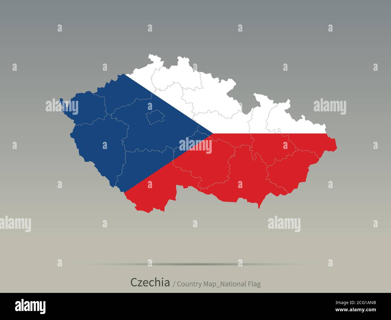Bandiera cechi isolata sulla mappa. Carta e bandiera dei paesi europei. Illustrazione Vettoriale