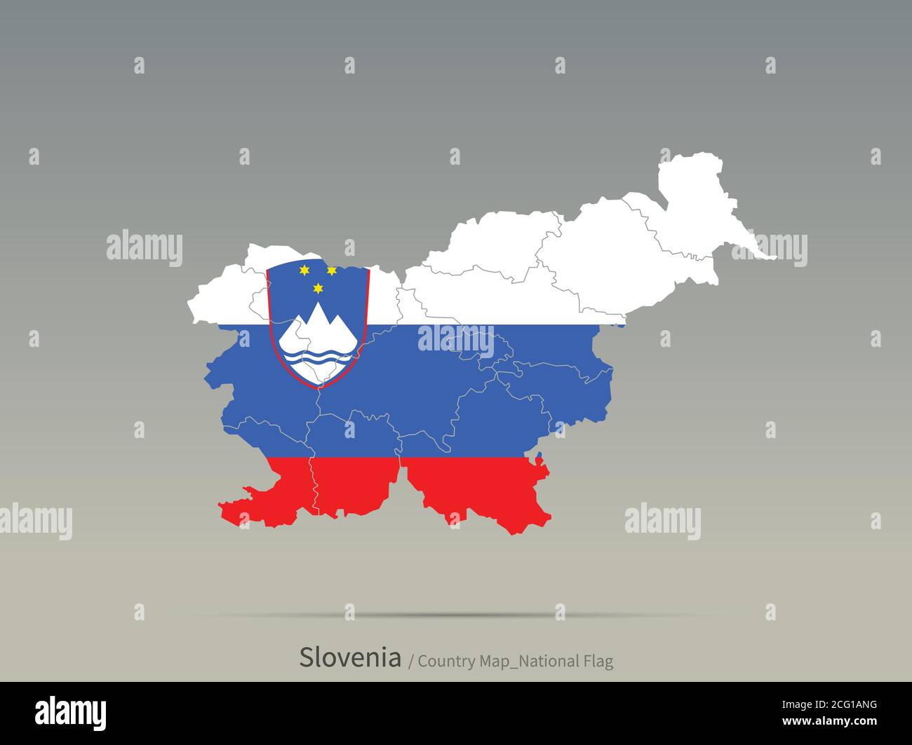 Slovenia Bandiera isolata sulla mappa. Carta e bandiera dei paesi europei. Illustrazione Vettoriale
